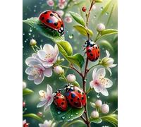 WELIWE 5D Broderie Diamant DIY Diamonds Painting Kit Mosaïque Canevas Strass Peinture Murale pour Adultes Debutant Décoration Coccinelles 40x50 cm