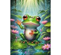 WELIWE 5D Broderie Diamant DIY Diamonds Painting Kit Mosaïque Canevas Strass Peinture Murale pour Adultes Debutant Décoration grenouille -(40x50cm)