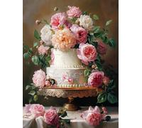 WELIWE 5D Broderie Diamant DIY Diamonds Painting Kit Mosaïque Canevas Strass Peinture Murale pour Adultes Debutant Décoration Gâteau fleuri 40x50 cm