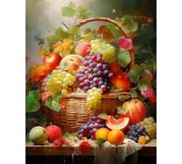 WELIWE 5D Broderie Diamant DIY Diamonds Painting Kit Mosaïque Canevas Strass Peinture Murale pour Adultes Debutant Décoration Riche corbeille de fruits-40x50cm