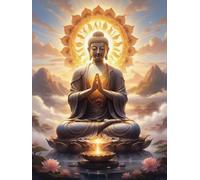 WELIWE 5D Broderie Diamant DIY Diamonds Painting Kit Mosaïque Canevas Strass Peinture Murale pour Adultes Debutant Décoration Statue de Bouddha 40x50 cm