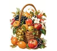 WELIWE 5D Broderie Diamant DIY Diamonds Painting Kit Mosaïque Canevas Strass Peinture Murale pour Adultes Debutant Décoration Corbeille de fruits 40x50 cm