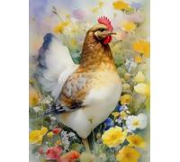 WELIWE 5D Broderie Diamant DIY Diamonds Painting Kit Mosaïque Canevas Strass Peinture Murale pour Adultes Debutant Décoration poule 40x50 cm