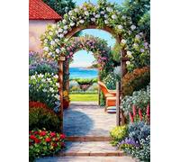 WELIWE 5D Broderie Diamant DIY Diamonds Painting Kit Mosaïque Canevas Strass Peinture Murale pour Adultes Debutant Décoration Cour de Huamen 40x50 cm