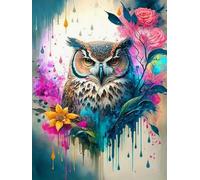 WELIWE 5D Broderie Diamant DIY Diamonds Painting Kit Mosaïque Canevas Strass Peinture Murale pour Adultes Debutant Décoration Hibou fleuri 40x50 cm