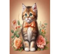 WELIWE 5D Broderie Diamant DIY Diamonds Painting Kit Mosaïque Canevas Strass Peinture Murale pour Adultes Debutant Décoration chat fleur 40x50 cm