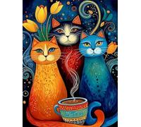 WELIWE 5D Broderie Diamant DIY Diamonds Painting Kit Mosaïque Canevas Strass Peinture Murale pour Adultes Debutant Décoration Chat coloré 40x50 cm