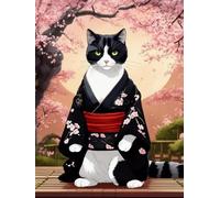 WELIWE 5D Diamond Painting DIY Broderie Numéros Diamant Peinture Kit Complet Strass Arts Pour Enfants Adultes Décoration Murale Chat kimono 40x50 cm