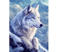 WELIWE 5D Diamond Painting DIY Broderie Numéros Diamant Peinture Kit Complet Strass Arts Pour Enfants Adultes Décoration Murale Loup animal 40x50 cm