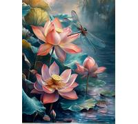 WELIWE 5D Diamond Painting DIY Broderie Numéros Diamant Peinture Kit Complet Strass Arts Pour Enfants Adultes Décoration Murale Lotus rouge 40x50 cm