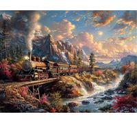 WELIWE 5D Diamond Painting DIY Broderie Numéros Diamant Peinture Kit Complet Strass Arts Pour Enfants Adultes Décoration Murale Paysage de train 40x50 cm