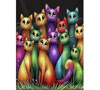 WELIWE 5D Diamond Painting DIY Broderie Numéros Diamant Peinture Kit Complet Strass Arts Pour Enfants Adultes Décoration Murale Chaton coloré 40x50 cm