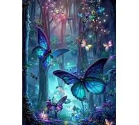 WELIWE 5D Diamond Painting DIY Broderie Numéros Diamant Peinture Kit Complet Strass Arts Pour Enfants Adultes Décoration Murale Papillon de la forêt 40x50 cm