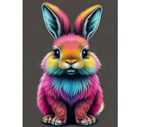 WELIWE 5D Diamond Painting DIY Broderie Numéros Diamant Peinture Kit Complet Strass Arts Pour Enfants Adultes Décoration Murale Lapin coloré 40x50 cm