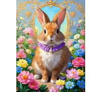 WELIWE 5D Diamond Painting DIY Broderie Numéros Diamant Peinture Kit Complet Strass Arts Pour Enfants Adultes Décoration Murale Lapin fleur 40x50 cm
