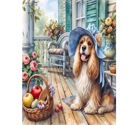 WELIWE 5D Diamond Painting DIY Broderie Numéros Diamant Peinture Kit Complet Strass Arts Pour Enfants Adultes Décoration Murale Chien panier de fruits 40x50 cm