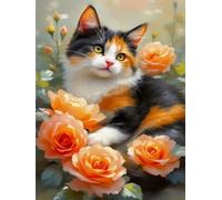 WELIWE 5D Diamond Painting DIY Broderie Numéros Diamant Peinture Kit Complet Strass Arts Pour Enfants Adultes Décoration Murale Chat dans le champ de fleurs 40x50 cm
