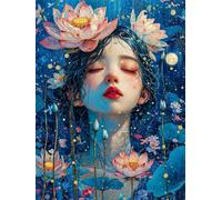 WELIWE 5D Diamond Painting DIY Broderie Numéros Diamant Peinture Kit Complet Strass Arts Pour Enfants Adultes Décoration Murale Fille aux fleurs 40x50 cm