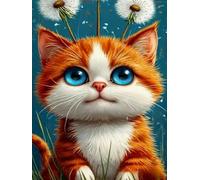 WELIWE 5D Diamond Painting DIY Broderie Numéros Diamant Peinture Kit Complet Strass Arts Pour Enfants Adultes Décoration Murale Chaton mignon 40x50 cm