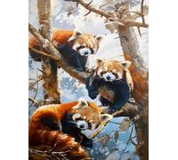 WELIWE 5D Diamond Painting DIY Broderie Numéros Diamant Peinture Kit Complet Strass Arts Pour Enfants Adultes Décoration Murale Panda roux 40x50 cm