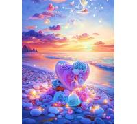 WELIWE 5D Diamond Painting DIY Broderie Numéros Diamant Peinture Kit Complet Strass Arts Pour Enfants Adultes Décoration Murale Plage colorée en forme de cœur 40x50 cm