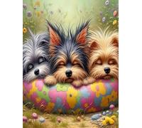 WELIWE 5D Diamond Painting DIY Broderie Numéros Diamant Peinture Kit Complet Strass Arts Pour Enfants Adultes Décoration Murale Trois chiots 40x50 cm