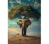 WELIWE 5D Diamond Painting DIY Broderie Numéros Diamant Peinture Kit Complet Strass Arts Pour Enfants Adultes Décoration Murale Éléphant arbre vert 40x50 cm