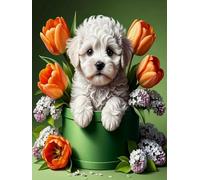 WELIWE 5D Diamond Painting DIY Broderie Numéros Diamant Peinture Kit Complet Strass Arts Pour Enfants Adultes Décoration Murale Chiot 40x50 cm