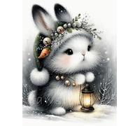 WELIWE 5D Diamond Painting DIY Broderie Numéros Diamant Peinture Kit Complet Strass Arts Pour Enfants Adultes Décoration Murale Lapin mignon 40x50 cm