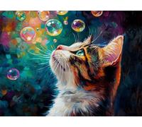 WELIWE 5D Diamond Painting DIY Broderie Numéros Diamant Peinture Kit Complet Strass Arts Pour Enfants Adultes Décoration Murale Chat bulle 40x50 cm