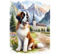 WELIWE 5D Diamond Painting DIY Broderie Numéros Diamant Peinture Kit Complet Strass Arts Pour Enfants Adultes Décoration Murale Château de chien de berger 40x50 cm