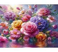 WELIWE 5D Diamond Painting DIY Broderie Numéros Diamant Peinture Kit Complet Strass Arts Pour Enfants Adultes Décoration Murale Fleurs colorées 40x50 cm