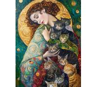 WELIWE 5D Diamond Painting DIY Broderie Numéros Diamant Peinture Kit Complet Strass Arts Pour Enfants Adultes Décoration Murale Femme et chat 40x50 cm