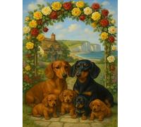 WELIWE 5D Diamond Painting DIY Broderie Numéros Diamant Peinture Kit Complet Strass Arts Pour Enfants Adultes Décoration Murale Famille de chiens 40x50 cm