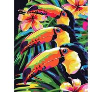 WELIWE Broderie Point de Croix Canevas Kits 11CT Adulte Debutant Pré Imprimé Point de Croix Kit Complet DIY Décoration d'intérieur Toucan-40x50cm