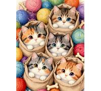 WELIWE Kit Broderie Point de Croix Estampé 11CT Adultes Débutant Compté Point de Croix Kits Chat jouant avec de la laine DIY Pré Imprimé Canevas art broderie 40x50 cm