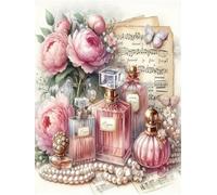 WELIWE Kit Broderie Point de Croix Estampé 11CT Adultes Débutant Compté Point de Croix Kits DIY Pré Imprimé Canevas art broderie Fleur en flacon de parfum 40x50 cm