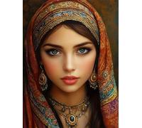 WELIWE Kit Broderie Point de Croix Estampé 11CT Adultes Débutant Compté Point de Croix Kits DIY Pré Imprimé Canevas art broderie femme tribale 40x50 cm