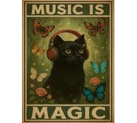 WELIWE Kit Broderie Point de Croix Estampé 11CT Adultes Débutant Compté Point de Croix Kits DIY Pré Imprimé Canevas art broderie Chat musical 40x50 cm