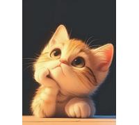 WELIWE Kit Broderie Point de Croix Estampé 11CT Adultes Débutant Compté Point de Croix Kits DIY Pré Imprimé Canevas art broderie Chat contemplatif 40x50 cm