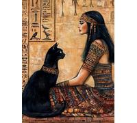 WELIWE Kit Broderie Point de Croix Estampé 11CT Adultes Débutant Compté Point de Croix Kits DIY Pré Imprimé Canevas art broderie Femme égyptienne 40x50 cm