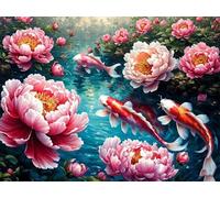 WELIWE Kit Broderie Point de Croix Estampé 11CT Adultes Débutant Compté Point de Croix Kits DIY Pré Imprimé Canevas art broderie poisson fleur 40x50 cm