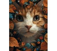 WELIWE Kit Broderie Point de Croix Estampé 11CT Adultes Débutant Compté Point de Croix Kits DIY Pré Imprimé Canevas art broderie Tête de chat 40x50 cm