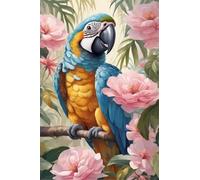 WELIWE Kit Broderie Point de Croix Estampé 11CT Adultes Débutant Compté Point de Croix Kits DIY Pré Imprimé Canevas art broderie-perroquet oiseau fleurs40x50cm