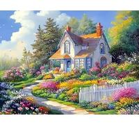 WELIWE Kit Broderie Point de Croix Estampé 11CT Adultes Débutant Compté Point de Croix Kits DIY Pré Imprimé Canevas art broderie Maison du Paysage 40x50 cm