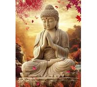 WELIWE Kit Broderie Point de Croix Estampé 11CT Adultes Débutant Compté Point de Croix Kits DIY Pré Imprimé Canevas art broderie Statue de Bouddha 40x50 cm