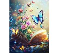 WELIWE Kit Broderie Point de Croix Estampé 11CT Adultes Débutant Compté Point de Croix Kits DIY Pré Imprimé Canevas art broderie Livre papillon fleur 40x50 cm