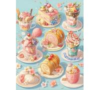 WELIWE Kit Broderie Point de Croix Estampé 11CT Adultes Débutant Compté Point de Croix Kits DIY Pré Imprimé Canevas art broderie Délicieux gâteaux 40x50 cm