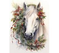 WELIWE Kit Broderie Point de Croix Estampé 11CT Adultes Débutant Compté Point de Croix Kits DIY Pré Imprimé Canevas art broderie Cheval blanc animal 40x50 cm