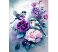 WELIWE Kit Broderie Point de Croix Estampé 11CT Adultes Débutant Compté Point de Croix Kits Oiseau et fleurs DIY Pré Imprimé Canevas art broderie 40x50 cm